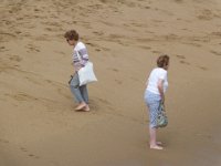 P1020718  Sylvia and Judy getting their feet wet  on the Balboa Peninsula