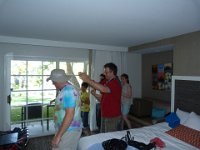 P1020790  the flash mob practice in Laura and Laurent&#39;s room, Michael Weltz and Laurent Pabot leading